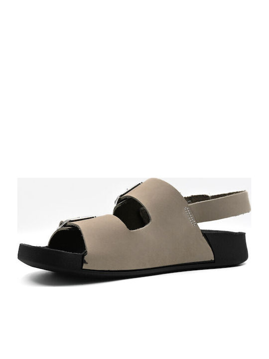 Leder Flache Sandalen für Damen Anatomisch in Gray Farbe