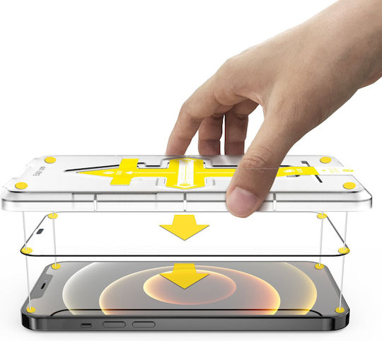 Set 2 Gehärtete Glas Displayschutzfolien Einfaches Schnelles Installationssystem Vollständiger Schutz 3D Flippy Kompatibel mit Apple iPhone 13 Pro Max Schwarz