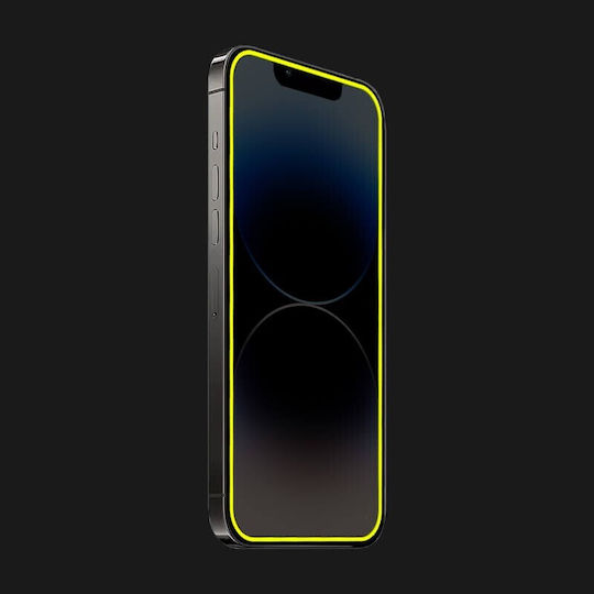 Folie Protectie Telefoane Tempered Glass Apple iPhone 15 Pro Max Flippy Luminous Neon Fosforescent Siliconic Margine Mat Anti-Amprente Protectie Completa 9h Galben