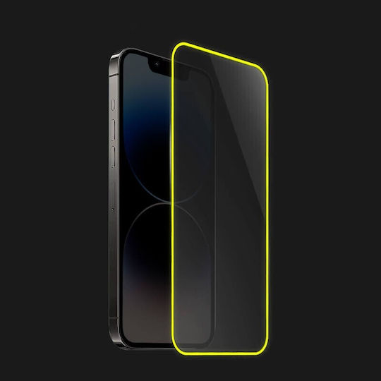 Folie Protectie Telefoane Tempered Glass Apple iPhone 15 Pro Max Flippy Luminous Neon Fosforescent Siliconic Margine Mat Anti-Amprente Protectie Completa 9h Galben