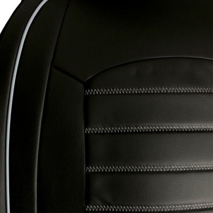 3D Leather Car Seat Covers Streetech Palermo Black Grey Stitching