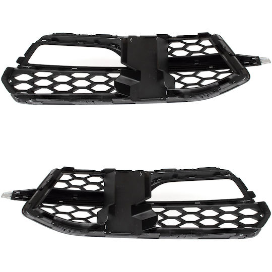 Audi A3 8v S-line 12-16 Halogens Short Grille In Bumper Black + Silver Left + Right 2 Pcs Set