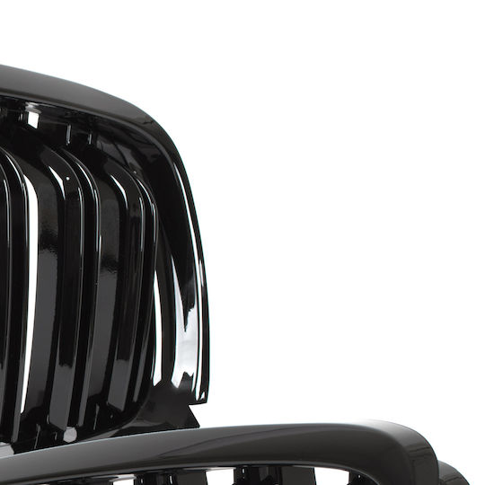 ModeCar Auto Dekorative Masken Für Bmw Serie 3 E90 E91 09-13 Limousine Kombi Kühlergrill Einlagen Zwischen Scheinwerfern Nieren Links + Rechts Set Schwarz Hochglanz Doppelstange