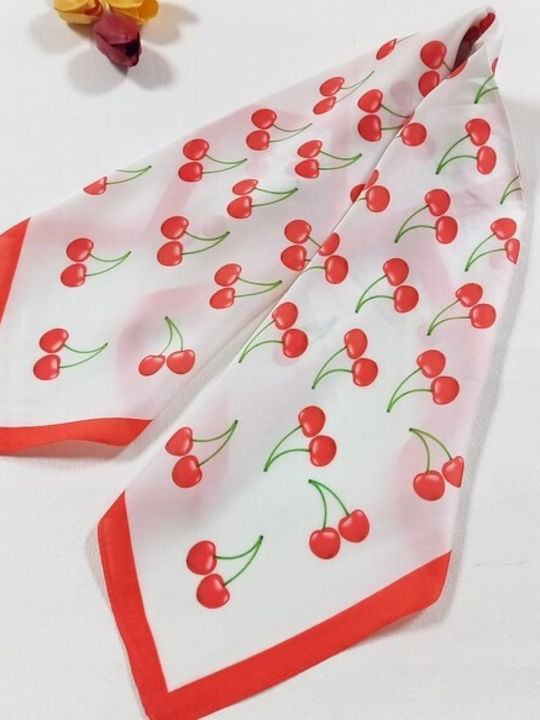 By Queen Playful & Feminine Σατέν Μαντήλι Cherry Print