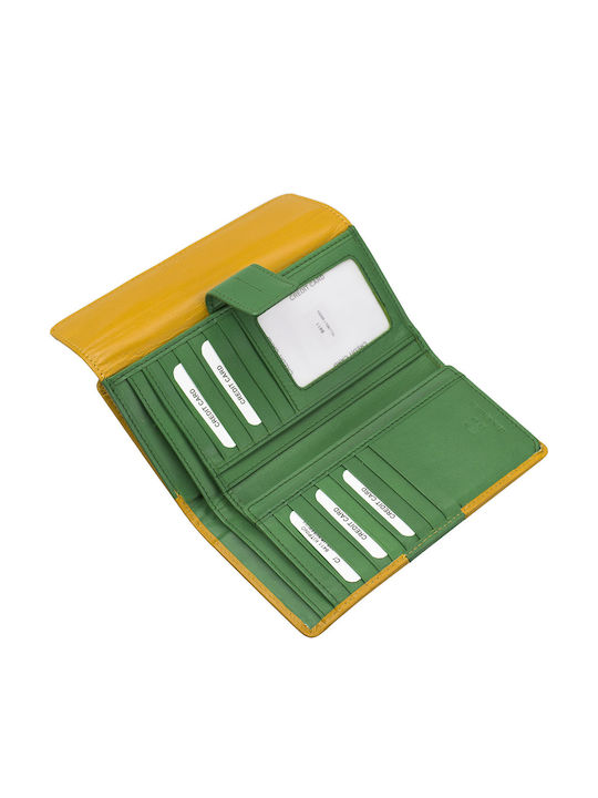 Μεγάλο Δερμάτινο Γυναικείο Πορτοφόλι με RFID Κίτρινο