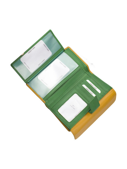 Μεγάλο Δερμάτινο Γυναικείο Πορτοφόλι με RFID Κίτρινο