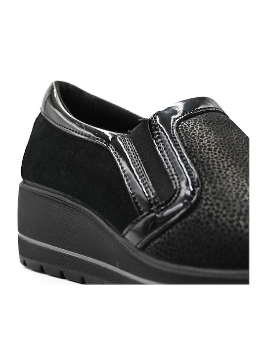 Ανατομικά Γυναικεία Slip-On Δερμάτινα Μαύρα