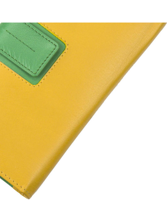 Μεγάλο Δερμάτινο Γυναικείο Πορτοφόλι με RFID Κίτρινο