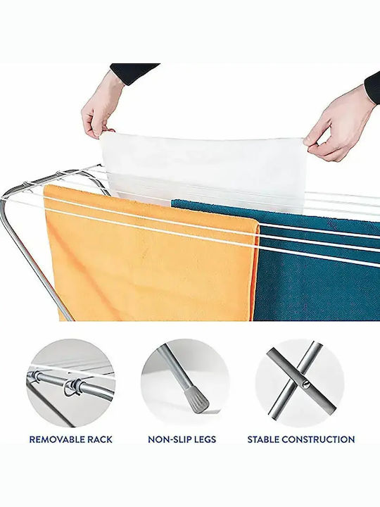 Colombo Colombo Gazzella 6 Folding Floor Clothes Drying Rack for Balcony Metallic Gray with 6m Hanging Length