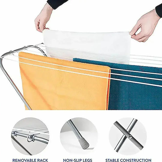 Colombo Colombo Gazzella 6 Folding Floor Clothes Drying Rack for Balcony Metallic Gray with 6m Hanging Length
