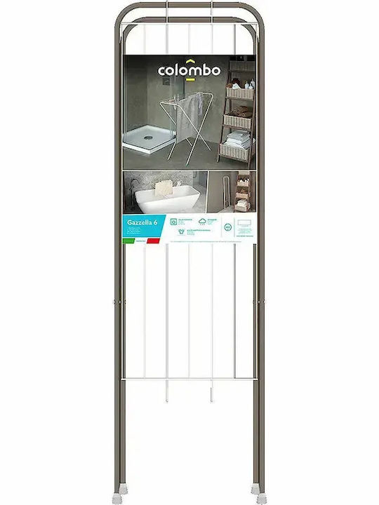 Colombo Colombo Gazzella 6 Folding Floor Clothes Drying Rack for Balcony Metallic Gray with 6m Hanging Length