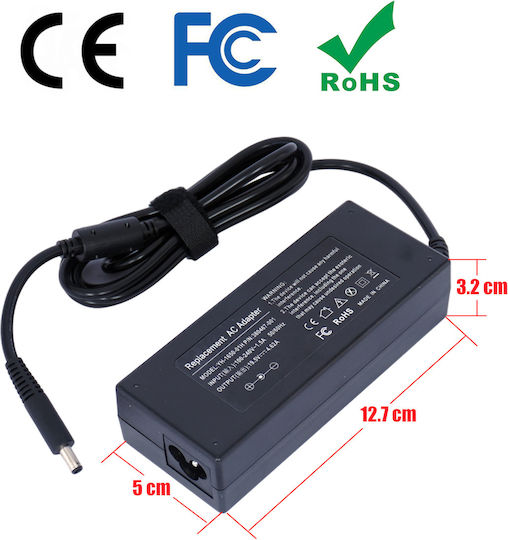 Laptop Charger 90W 19.5V 4.62A for Dell with Detachable Power Cord