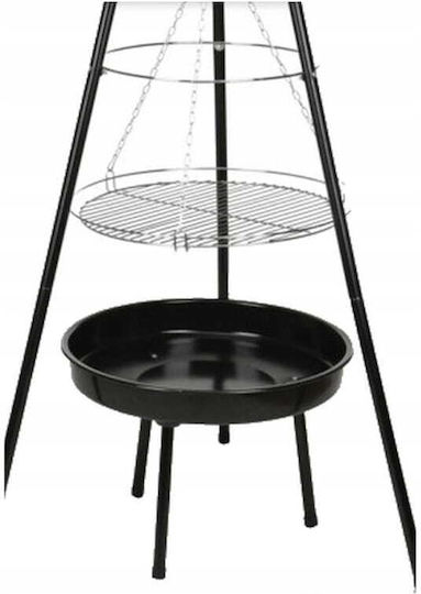 Hängender Holzkohlegrill Feuerbox 52cm Schwarzer Stahl Chrom Rost