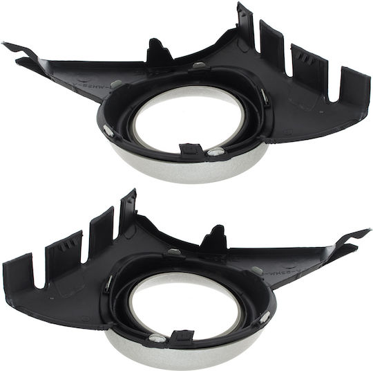 Peugeot 207 06-09 Grilaj Bara Partea Din Față Negru Argintiu Cadru Halogen Stânga + Dreapta Set 2 Bucăți