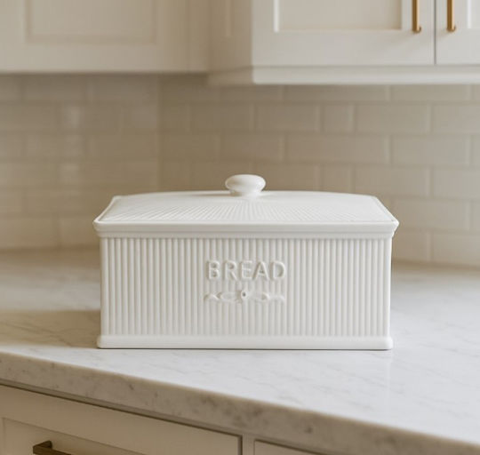 Galifas Cutie de pâine cu capac Ceramică Albă 33x20x19cm