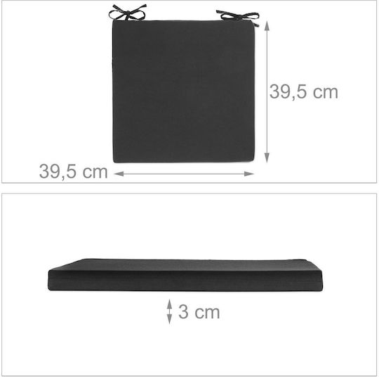 Relaxdays Perne Pentru Scaune De Grădină Negre 4 Buc 39,5x39,5 Cm
