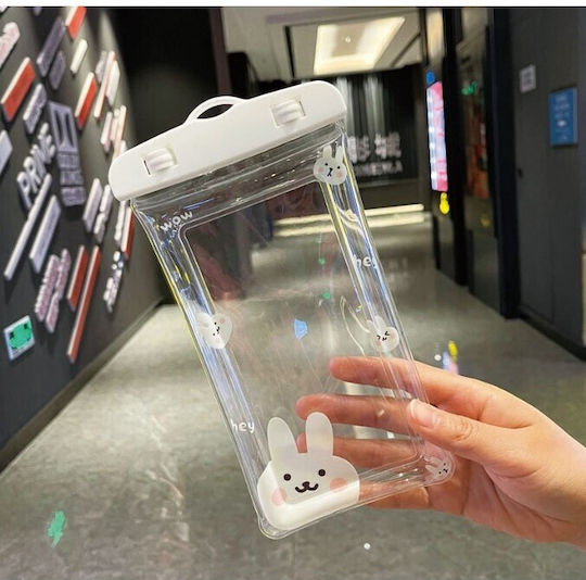 Flippy Kids Wasserdichtes Unterwasser Gehäuse Schneefest Universelle Handyhülle Dokumente Bunny Weiß