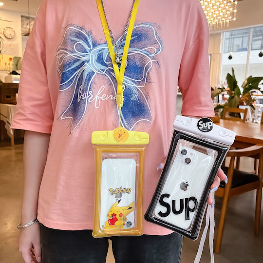 Flippy Mascot Waterproof Snowproof Underwater Case Universal Lanyard Phone Documents Pika Yellow