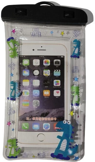 Flippy Kids Waterproof Underwater Case Snowproof Universal Lanyard Phone Documents Dino Black