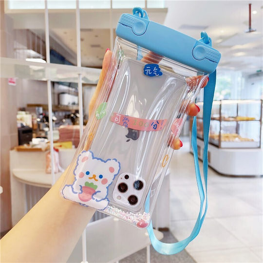 Fruity Waterproof Flippy Underwater Case Snowproof Universal Waterproof Lanyard Phone Documents Berry Bear Blue