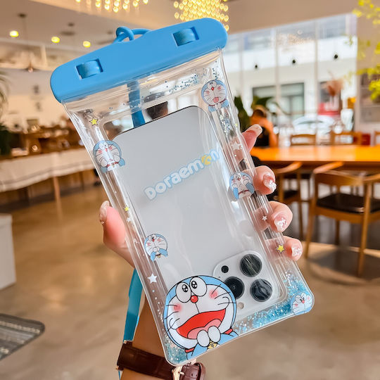 Flippy Glitter Kids Waterproof Underwater Case Snowproof Universal Cord Phone Documents Cat Blue