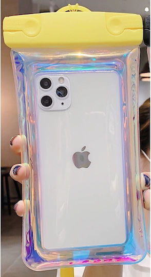 Holographic Waterproof Flippy Case Snowproof Universal Waterproof Lanyard Phone Documents Yellow