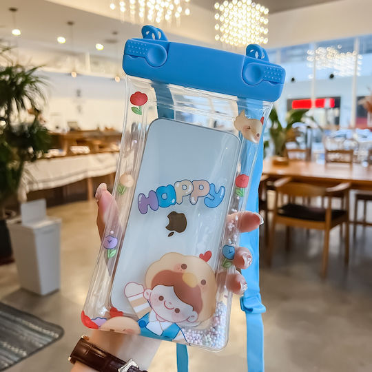 Fruity Waterproof Flippy Underwater Case Snowproof Universal Waterproof Lanyard Phone Documents Happy Boy Blue