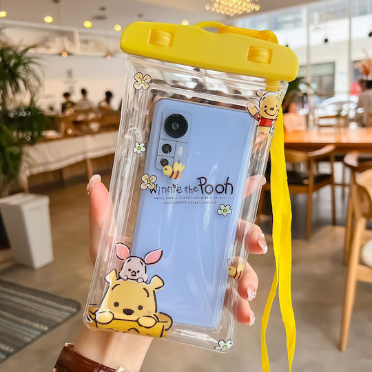 Flippy Kids Водоустойчив Подводен Калъф Снежноустойчив Универсален Връзка За Телефон Документи Мечка Жълт
