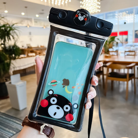 Flippy Mascot Waterproof Snowproof Underwater Case Universal Lanyard Phone Documents Bear Black