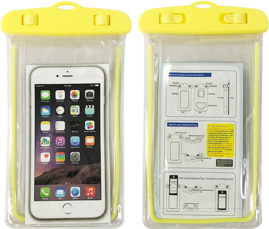 Zip Waterproof Flippy Underwater Case Snowproof Universal Waterproof Lanyard Phone Documents Yellow