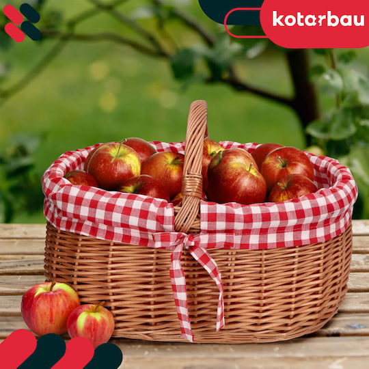 Kotarbau Διακοσμητικό Καλάθι Ψάθινο με Χερούλια Κόκκινο
