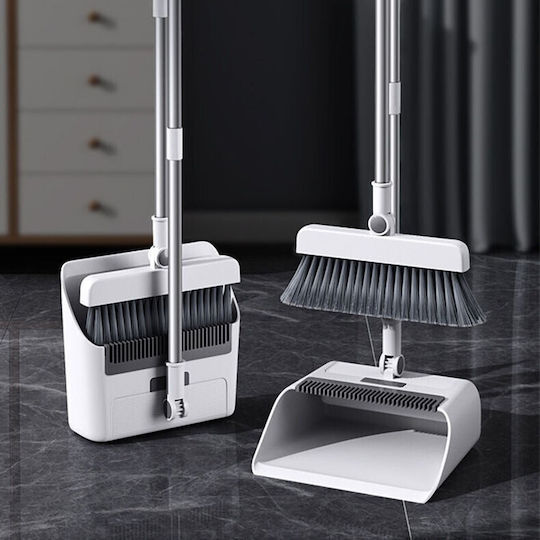 Flippy Kehrschaufel Bürsten Staubfänger Griff 3in1 Set Kombibürste Staubwedel Rotierbar Faltbar Abnehmbar Edelstahl Polypropylen Weiß