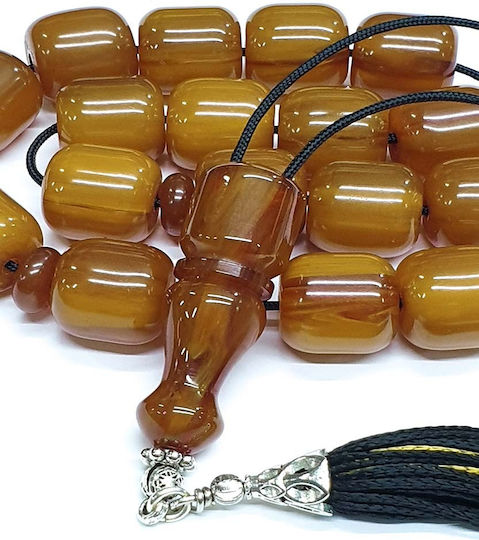 Roloi Komboloi Worry Beads with 17 Beads Made of Mastic Length 34cm Honey