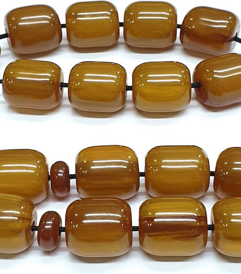 Roloi Komboloi Worry Beads with 17 Beads Made of Mastic Length 34cm Honey