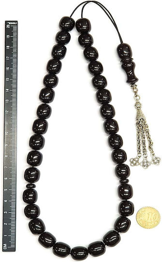 Roloi Komboloi Sorgenperlen mit 33 Perlen aus Mastix Länge 42cm Schwarz