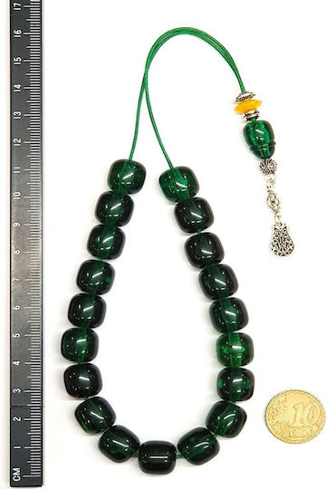 Roloi Komboloi Worry Beads with 19 Resin Beads Length 28cm Green