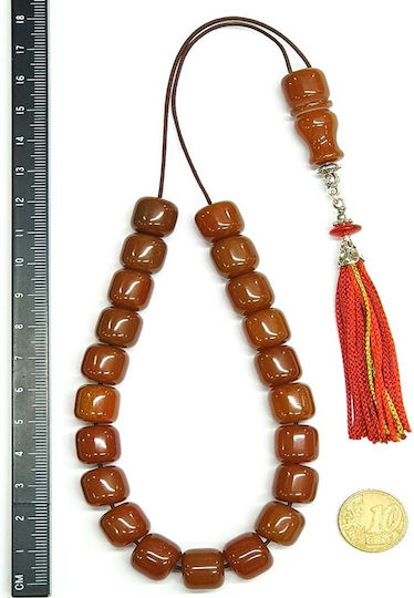 Roloi Komboloi Sorgenperlen mit 21 Perlen aus Mastix Länge 35cm Honig