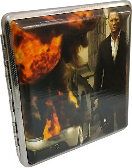 Metallische Zigarettenschachtel Thema James Bond 10x10x1,5cm 43330-1