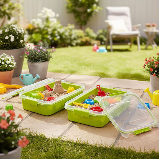 Relaxdays Plastic Storage Box with Lid Green 8x25x38cm 2 Pieces