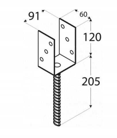 Post Base Anchor Black 91x120x60mm