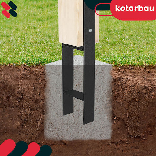 Kotarbau H-post Base Embedding Steel Galvanized Black 120 Mm Set 2 Pcs