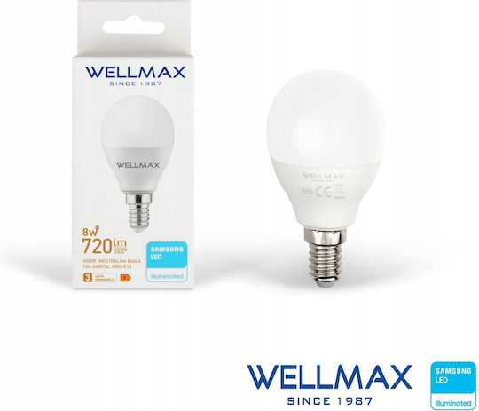 Wellmax LED Bulb 8W for E14 Socket Natural White 720lm