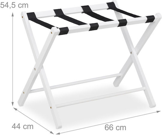 Relaxdays Rack Pentru Bagaje De Hotel Din Lemn Pliabil Alb Cu Dimensiuni 54.5x44xÎnălțime 66cm Pliabil