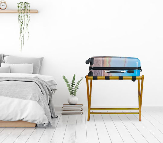 Relaxdays Rack Pentru Bagaje De Hotel Din Lemn Pliabil Maro Cu Dimensiuni 52.5x48xÎnălțime66.5cm Pliabil