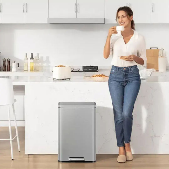 Eko Eko Madison Mülleimer aus Inox mit Pedal Grau 50lt
