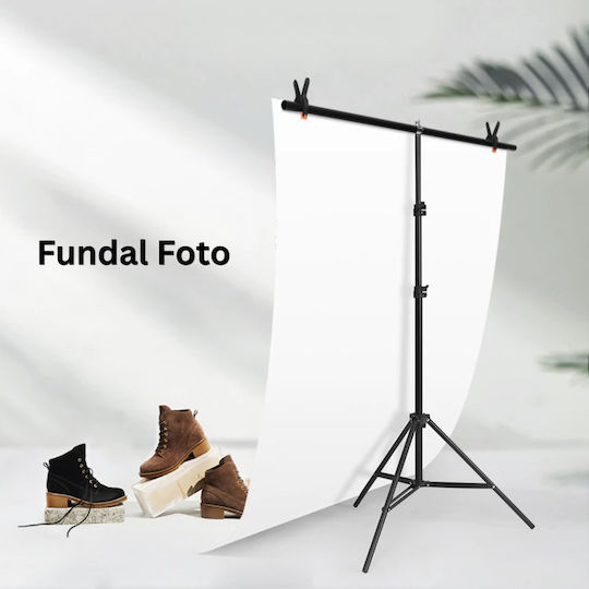 Suport Portabil Reglabil Pentru Fundal Foto 70-200 Cm 2 Fundaluri 2 Cleme Pliabil Asamblare Ușoară Foto Video Studio Metal Negru Alb