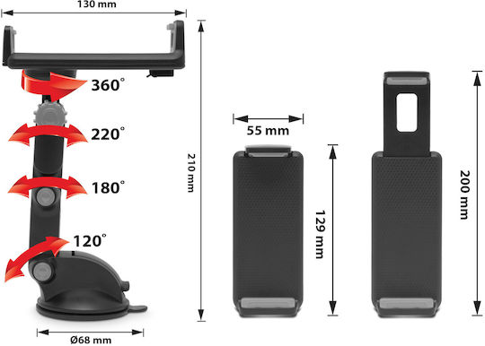 Universal Auto Handyhalterung Nano Saugnapf Verstellbar 360 Kompatibel 12-18 Cm Sicherer Halt