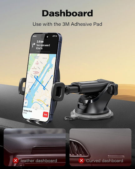 Apps2car Suport Auto Pentru Telefon Cu Ventuză Braț Telescopic Rotire 360