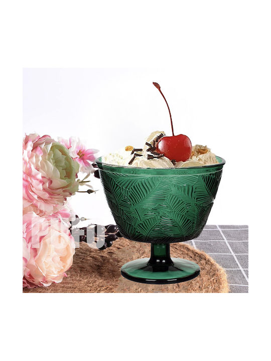 Serving Bowl Ice Cream Round Glass Green With Diameter 11cm Serving Bowl Ice Cream Round Glass Green With Diameter 11cm