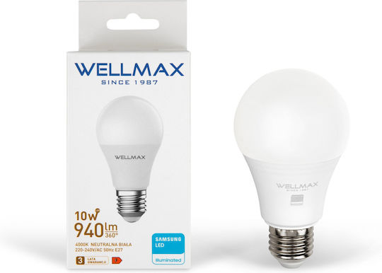 Wellmax LED Bulb 10W for E27 Socket Natural White 940lm